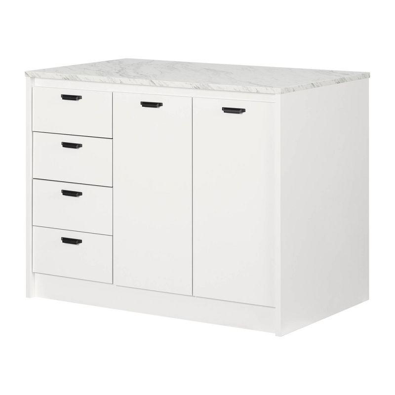 South Shore Amaro Kitchen Island: Storage, 4 Drawers, 2 Doors, Laminate Surface