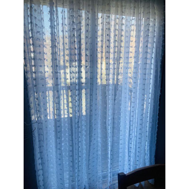 Amalgamated Textiles Exclusive Home Spirit Woven Pouf Applique Sheer Rod Pocket Curtain Panel Pair (Set of 2)