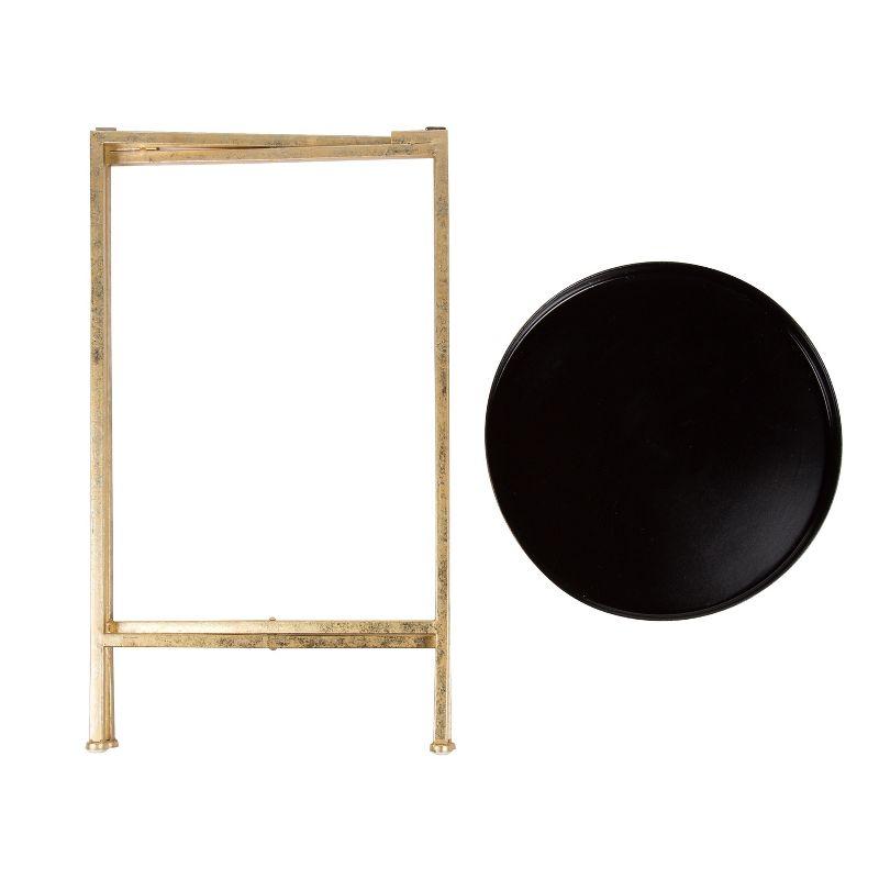 Kate and Laurel Celia Round Metal Tea Table, 14x14x25.75, Gold and Black