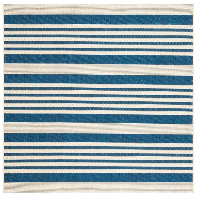 Courtyard CY6062 Power Loomed Indoor/Outdoor Area Rug - Navy/Beige - 4'x4' - Safavieh.