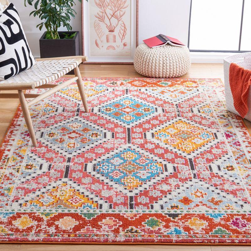 Madison Rust and Pink Synthetic Round Area Rug