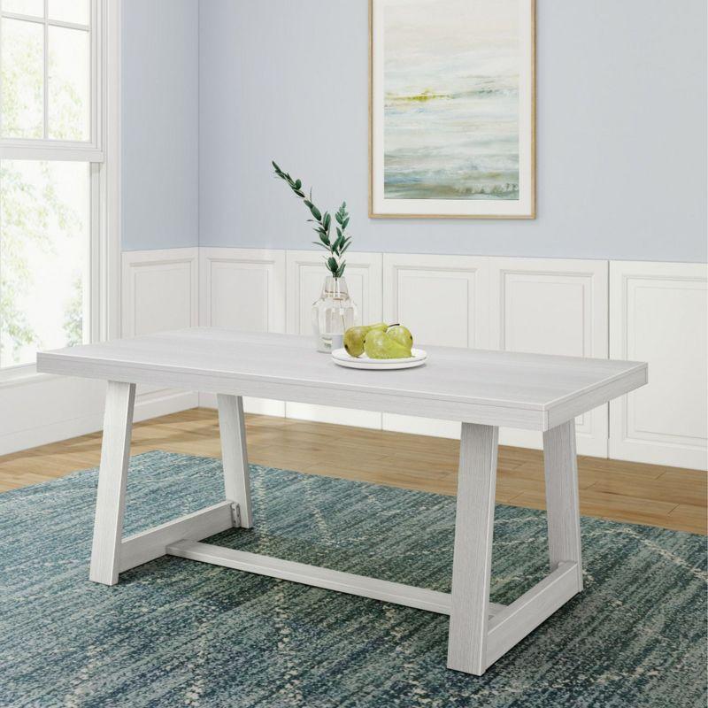 Farmhouse 72" White Wirebrush Solid Pine Dining Table