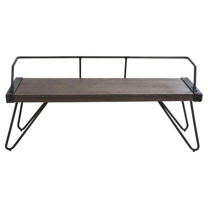 LumiSource Stefani Industrial Bench Antique Metal: Rectangle, Metal Frame, Seats 2, No Upholstery