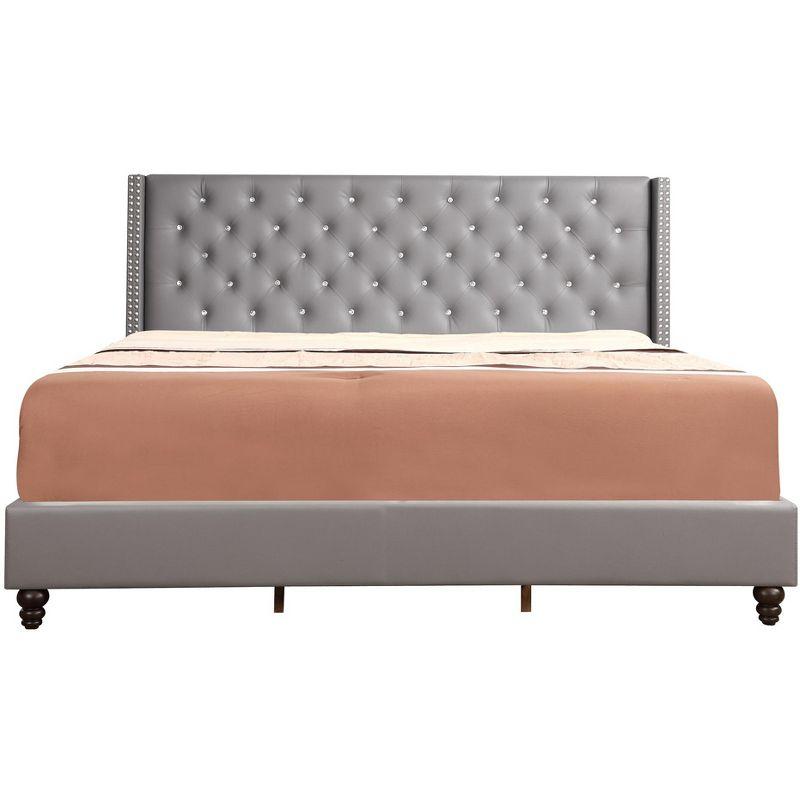 Passion Furniture Julie Tufted UpholsteLow Profile King Panel Bed