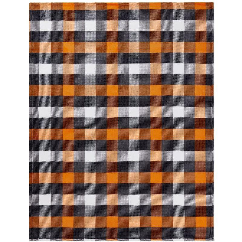 Kate Aurora Autumn Accents Fall Halloween Harvest Plaid Ultra Soft Oversized Accent Plush Throw Blanket - 50 In. X 70 In.