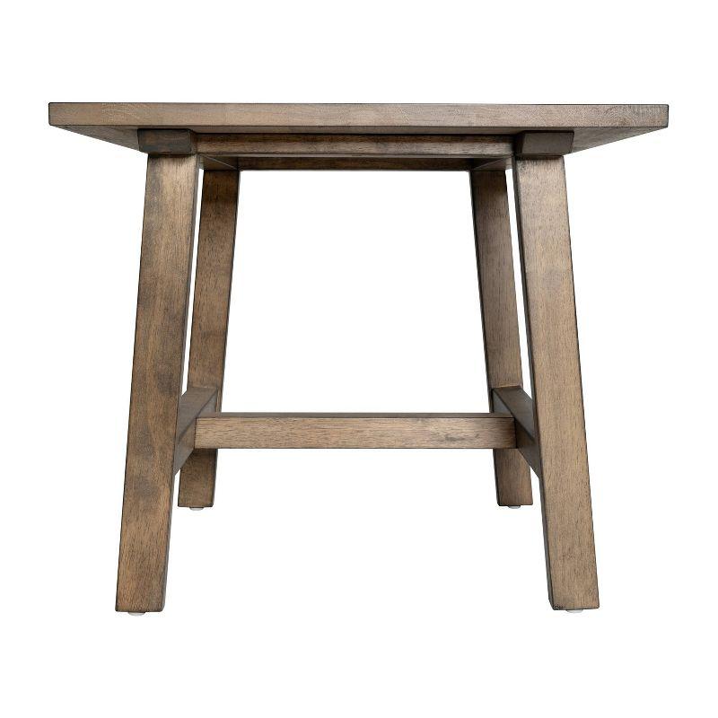 Taylor & Logan Cammie End Table Rustic Brown: Solid Wood, Trestle Base, 19.75" Height