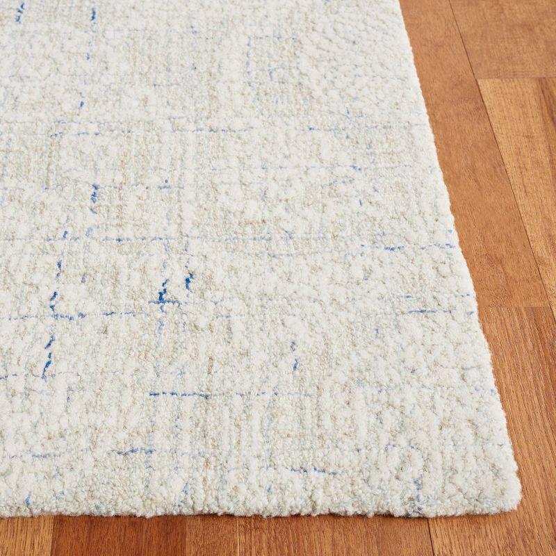 Blue Ivory Handmade Wool Tufted Non-slip Round Rug