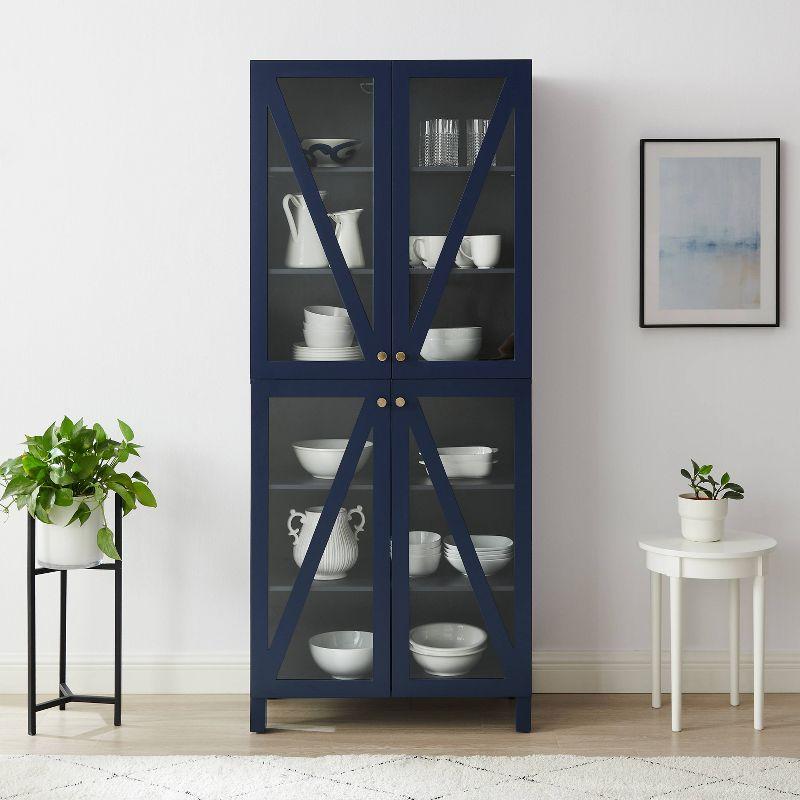 Navy Tall Freestanding Storage Pantry with Adjustable Shelving