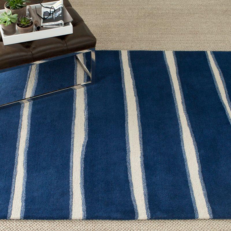 Martha Stewart Chalk Stripe - MSR3617 - Indoor Hand Tufted Area Rugs - Wrought Iron/Navy - 3'x5'