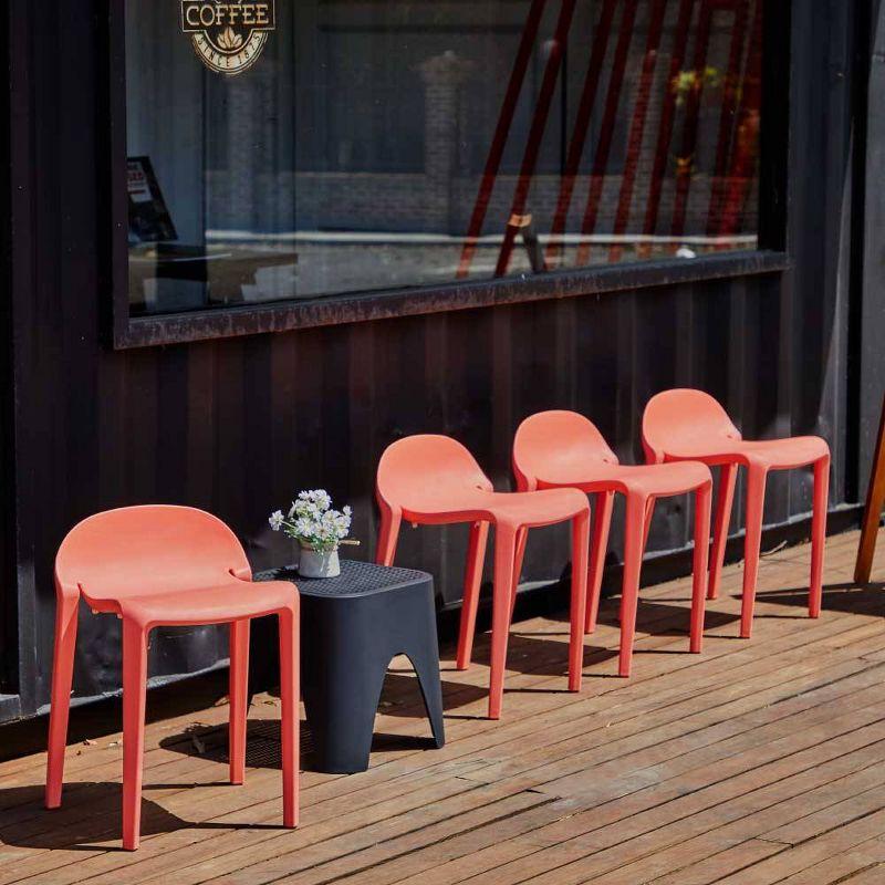 2pc Joyous Short Stools - Salmon - Lagoon: Resin, Contoured, No Assembly, Patio-Compatible