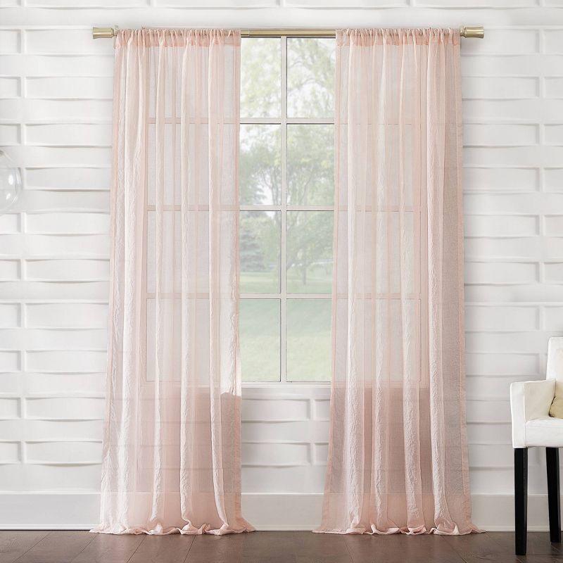 Blush Sheer Polyester Rod Pocket Curtain Panel, 50" x 63"