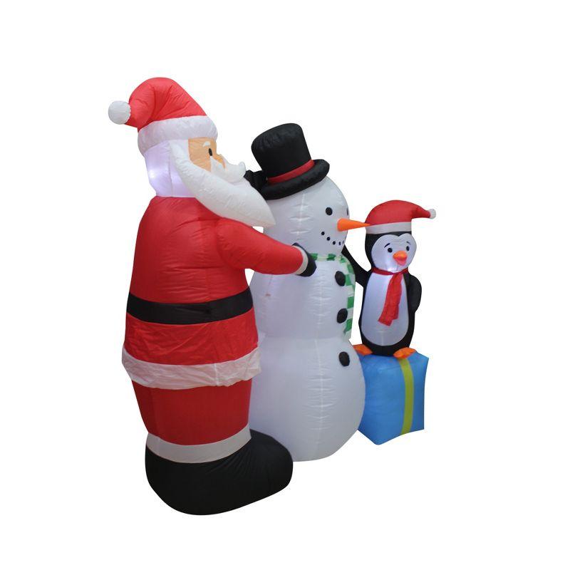 8-Foot Inflatable Santa Snowman and Penguin Holiday Decoration