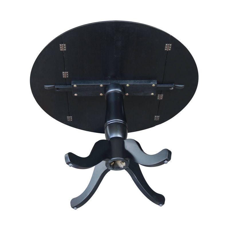 42" Round Black Wood Extendable Dining Table