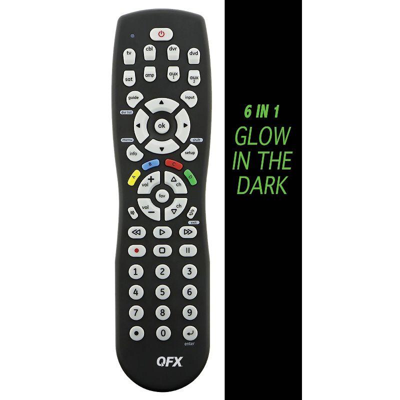 QFX® 8-Device Universal Remote with Glow-in-the-Dark Buttons, Black, Size: 8 in 1