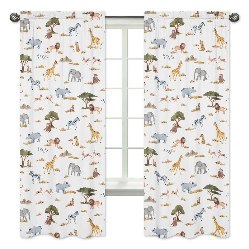 Jungle Animals Microfiber Semi-Sheer Rod Pocket Curtain Panels (Set of 2)