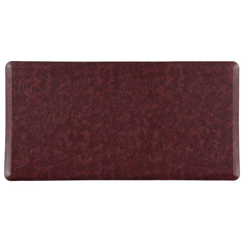J&V TEXTILES Medallion Embossed Anti-Fatigue Stain-Resistant Cushioned Floor Mats (20" x 39" Burgundy)