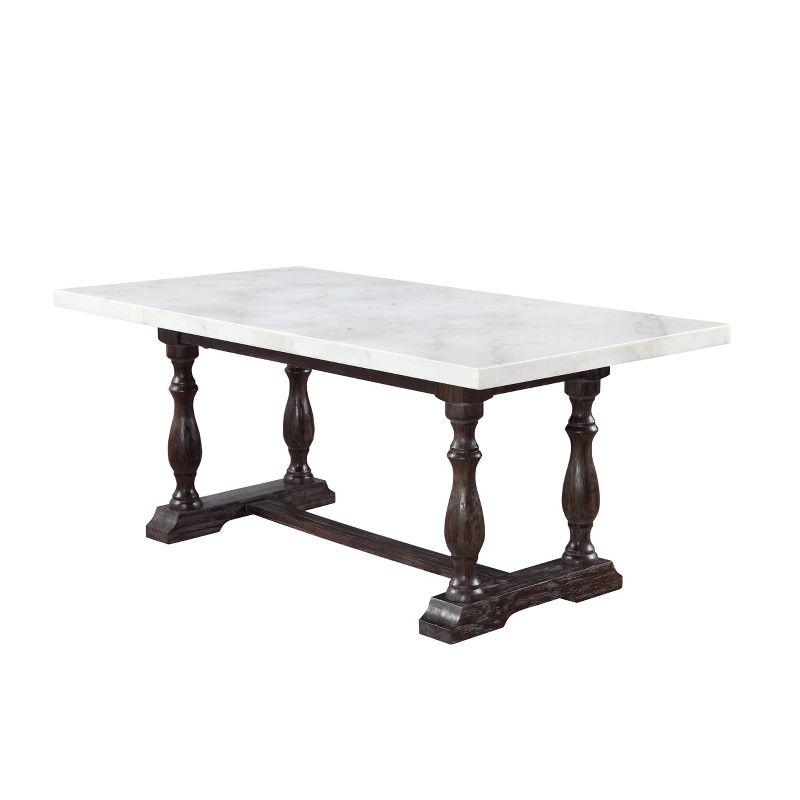 Espresso Elegance Rectangular Dining Table with White Marble Top