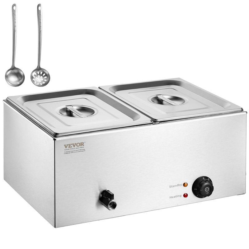 Latitude Run® Commercial Electric Food Warmer 2-Pan Countertop Buffet 18QT Bain Marie