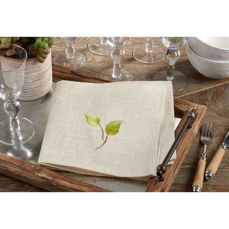 Saro Lifestyle Embroidered Vine Napkin, 20" Square, Natural (Set of 4)