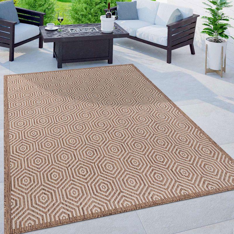 World Rug Gallery Modern Geometric Textured Flat Weave Indoor/Outdoor Area Rug - BROWN 7'10"X10'