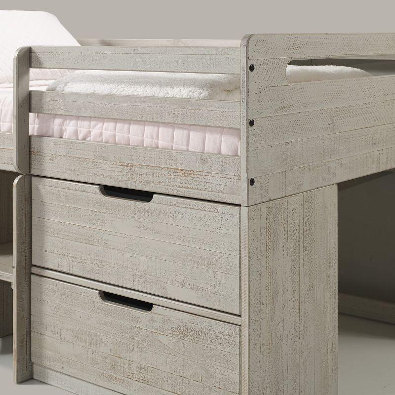 Donco Kids Handles Twin Light Grey Rustic Low Loft Bed