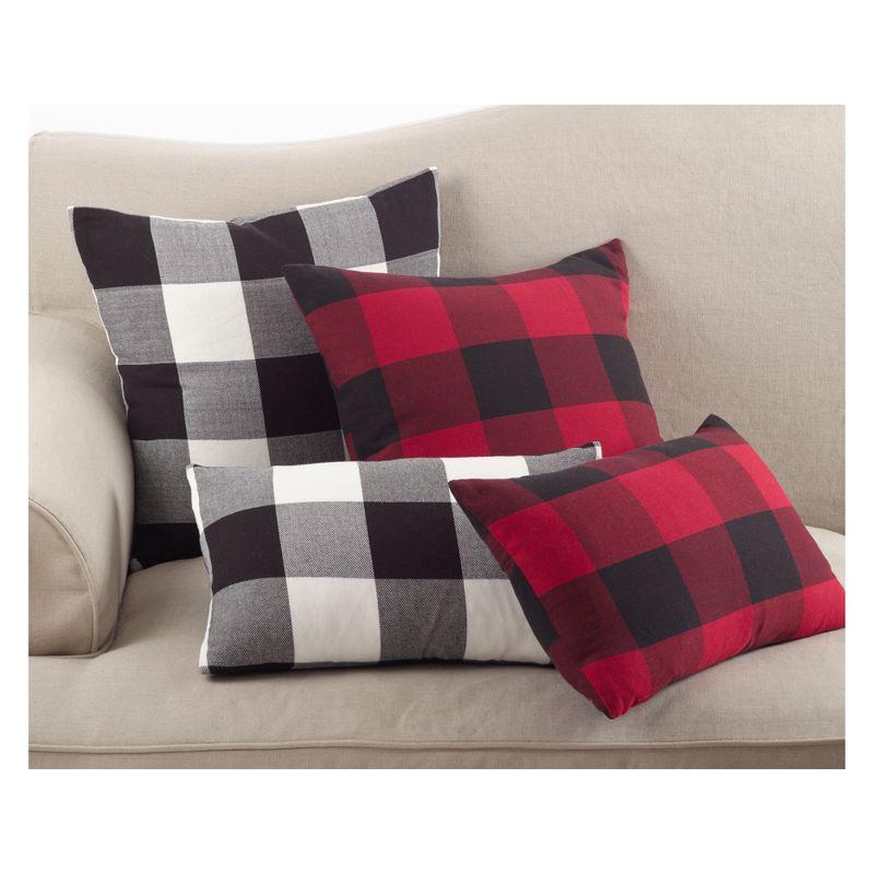 Saro Birmingham Collection Plaid Cotton Reversible Throw Pillow