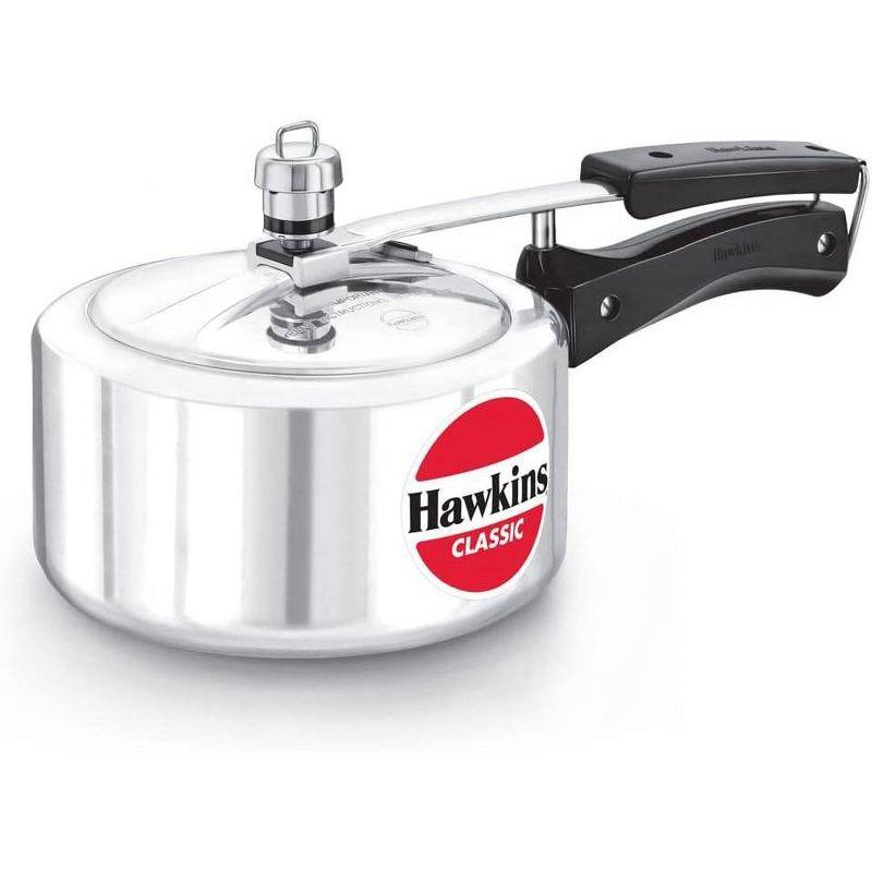 Hawkins Classic 2L Aluminum Pressure Cooker: Stovetop, Cool Touch Handle, Hand Wash, Silver, 1-Year Warranty