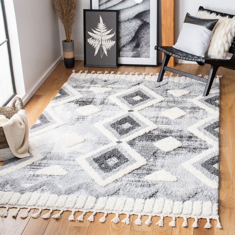 Gray Diamond Shag Synthetic Rectangular Area Rug