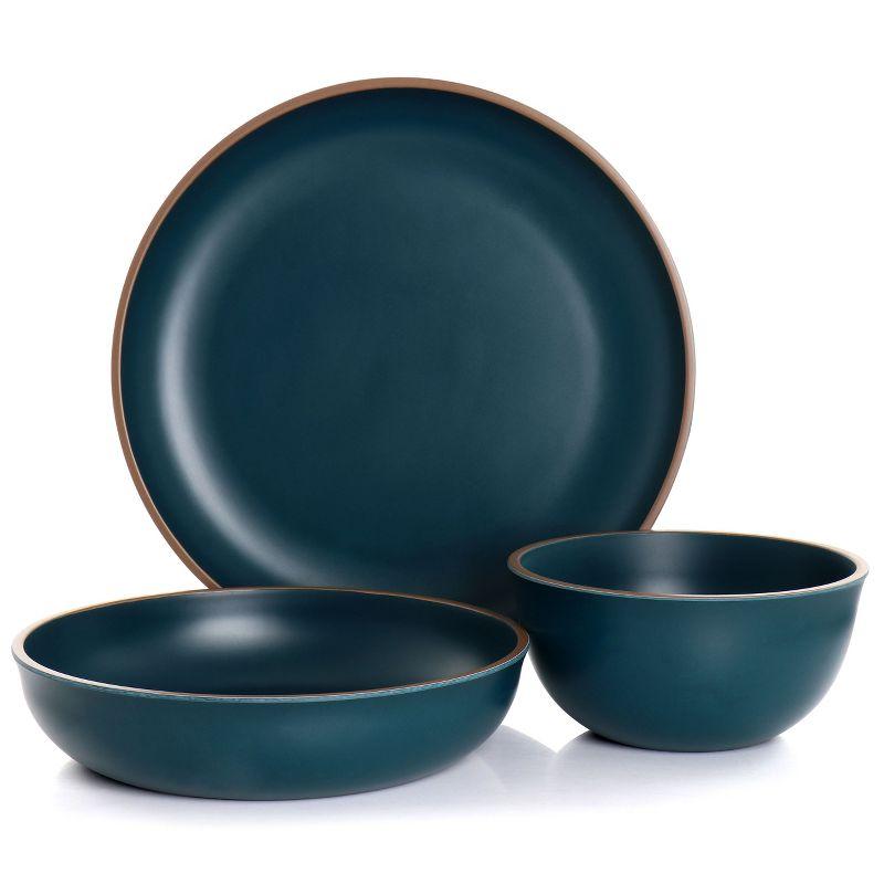 Gibson Home Rockabye 12 Piece Double Bowl Melamine Dinnerware Set