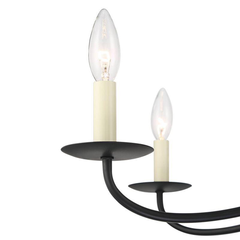 Franklin Iron Works Black Chandelier 42" Wide Farmhouse Rustic Bent Arms 8-Light Fixture for Dining Room Living House Foyer Kitchen Island Entryway