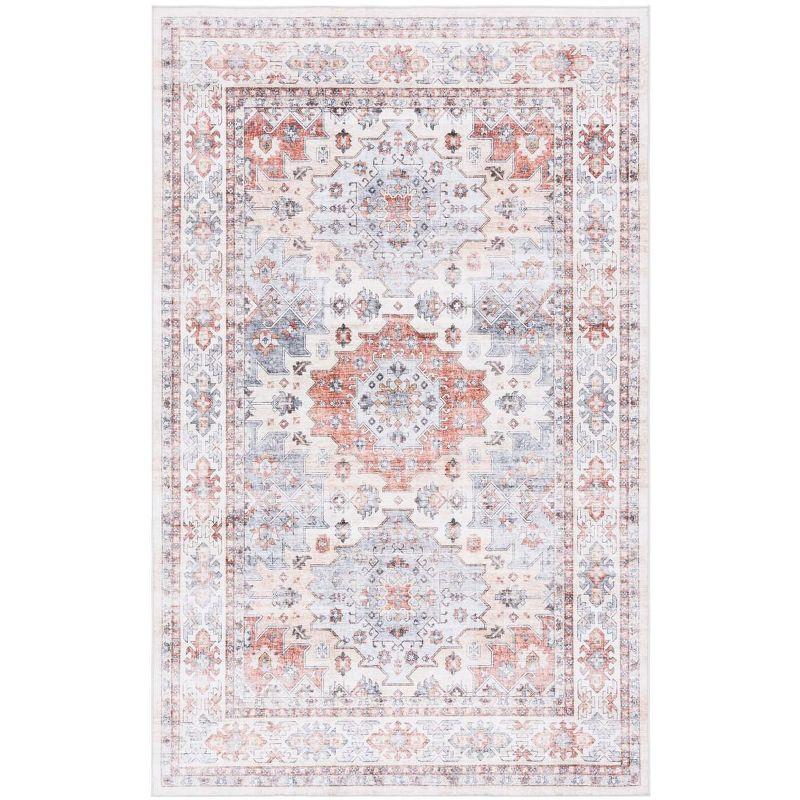 Arizona ARZ512 Power Loomed Machine Washable Area Rug - Rust/Light Blue - 5'x8' - Safavieh.