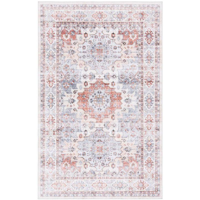 Arizona Rust and Light Blue 8' x 10' Washable Area Rug