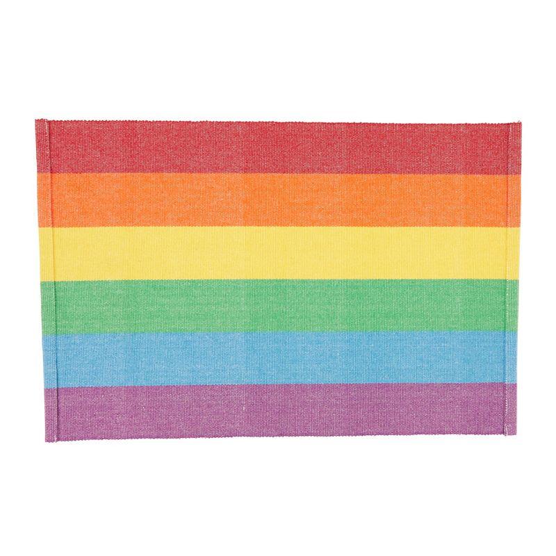 Saro Lifestyle Rainbow Stripe Delight Placemat (Set of 4), Multicolored, 13"x20"