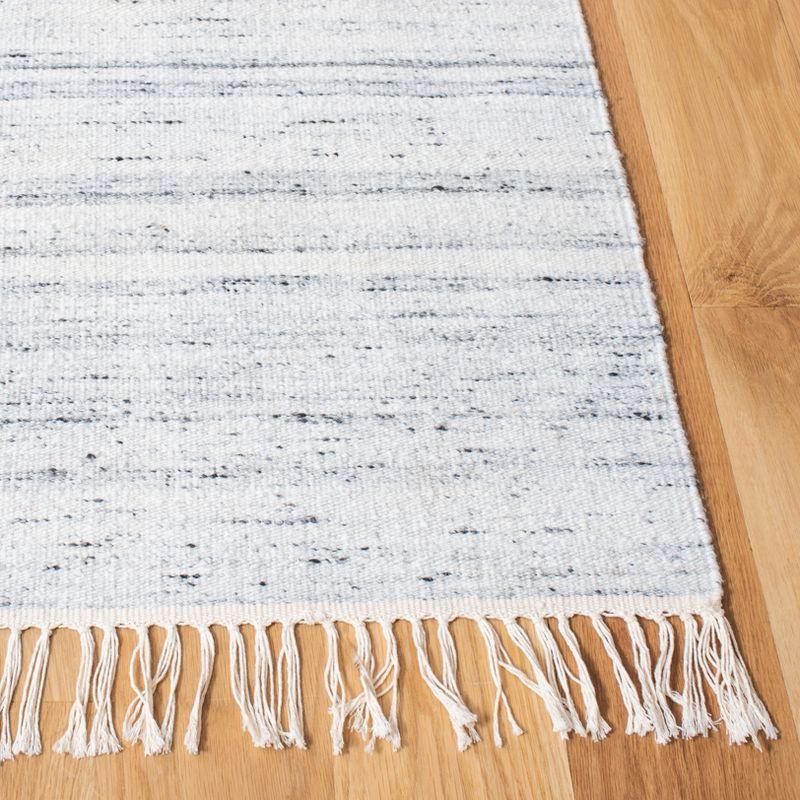 Ivory and Grey Handwoven Wool Kilim Area Rug