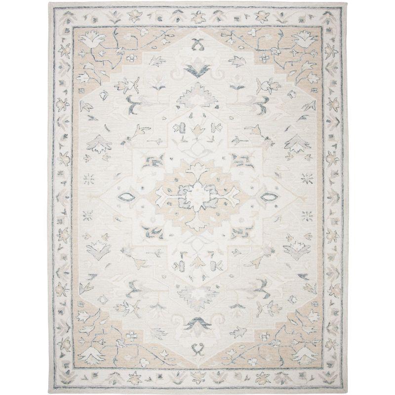 Beige and Ivory Handmade Wool Tufted 8' x 10' Area Rug