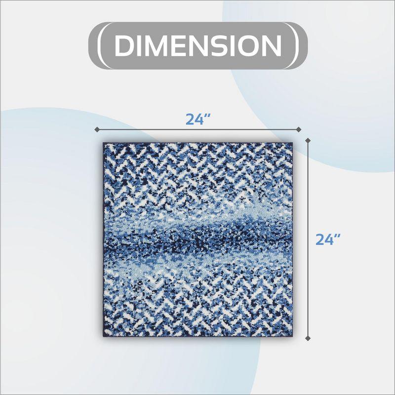 Better Trends Casablanca 100% Micro Polyester Knitted Chevron Pattern 24" Square Bath Rug - Blue