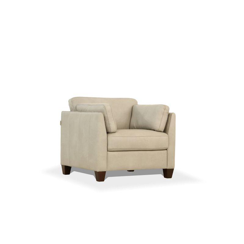 36" Matias Chair Dusty White Leather - Acme Furniture: Elegant Upholstered Armchair, No Assembly Required