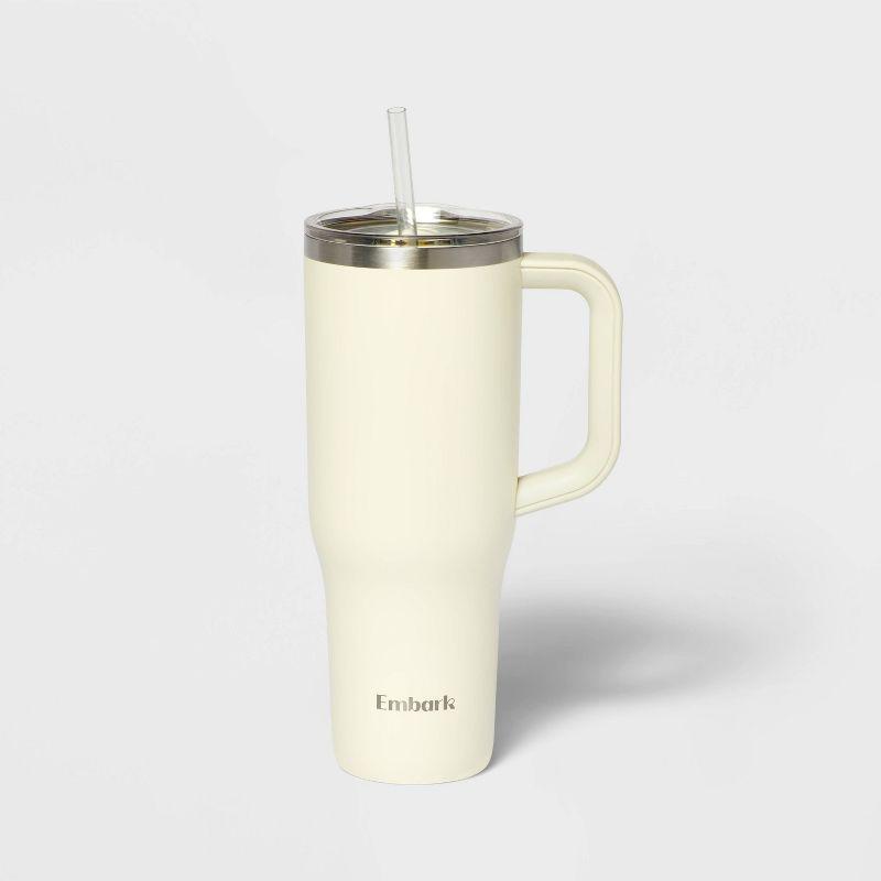 40oz Stainless Steel Straw Tumbler Cream - Embark™