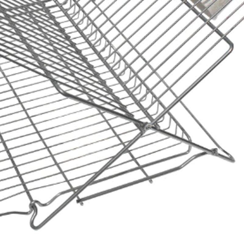 Extra-Large Silver Foldable Metal Dish Rack