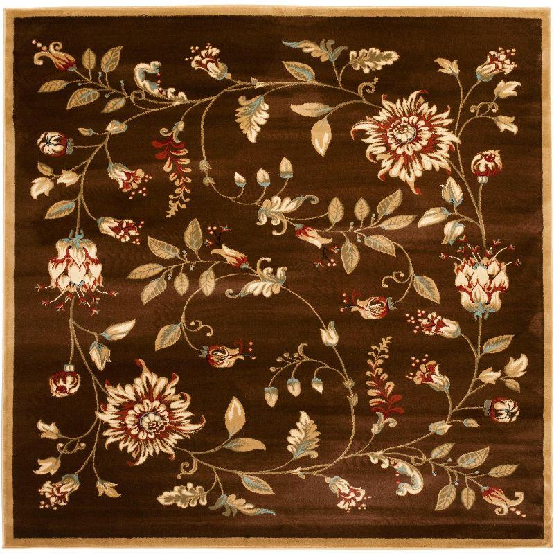 Lyndhurst LNH552 Power Loomed Area Rug - Brown/Multi - 6'7"x6'7" - Safavieh
