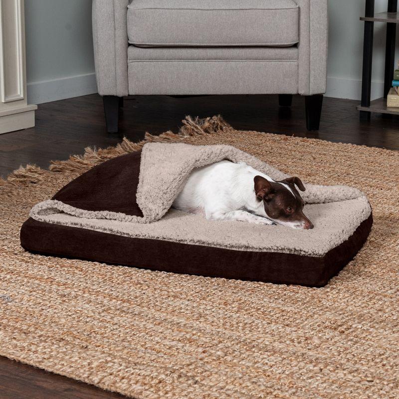 FurHaven Berber and Suede Blanket Top Mattress Memory Foam Dog Bed