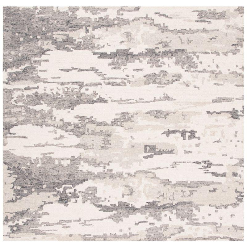 Abstract ABT465 Handmade Indoor Area Rug - Charcoal/Ivory - 6'x6' - Safavieh