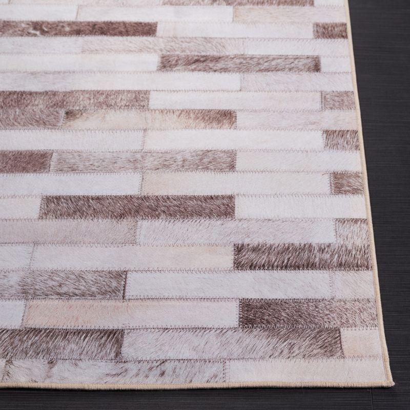 Rustic-Chic Beige & Brown Faux Hide 6' x 9' Washable Rug