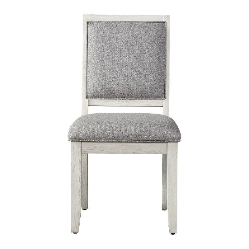 7pc Canova Dining Set Weathered White - Steve Silver Co.: Gray Velvet Chairs, Rectangle Table