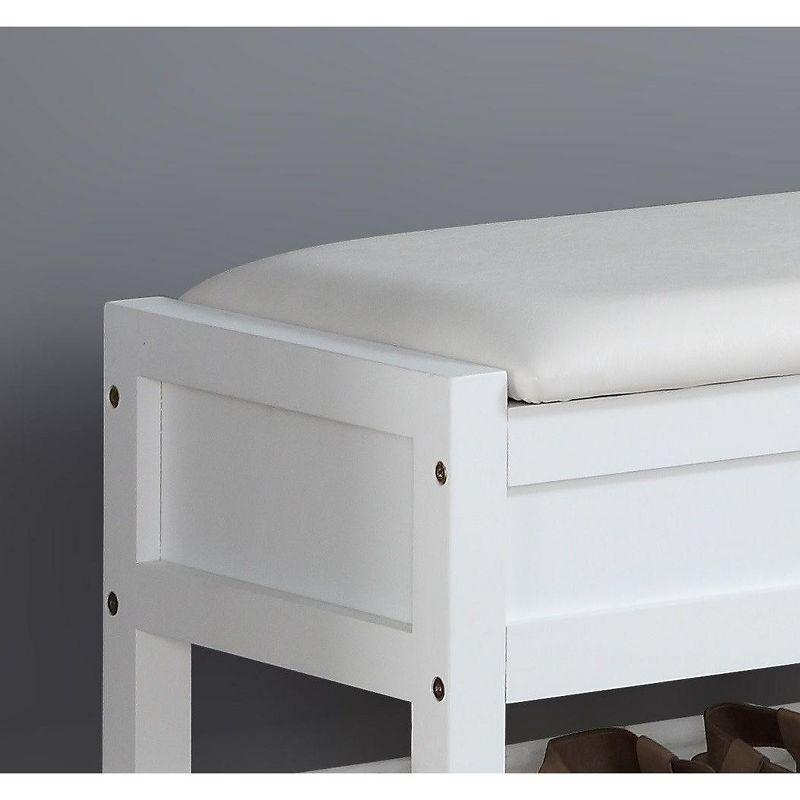 Roundhill Furniture Rouen Seating Bench with Shoe Storage, Clean White