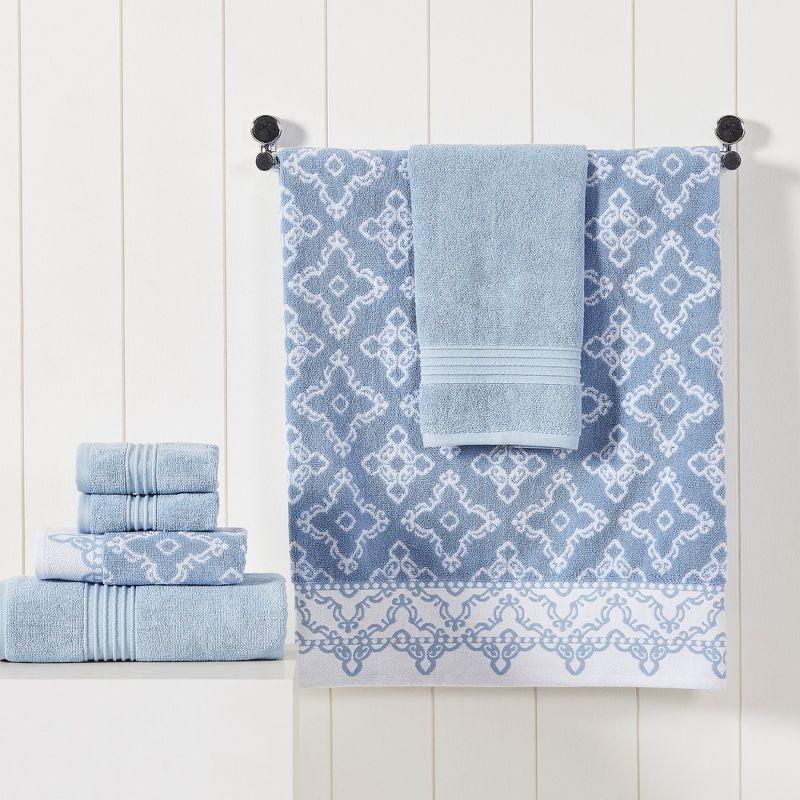 Blue Cotton 6-Piece Modern Towel Set