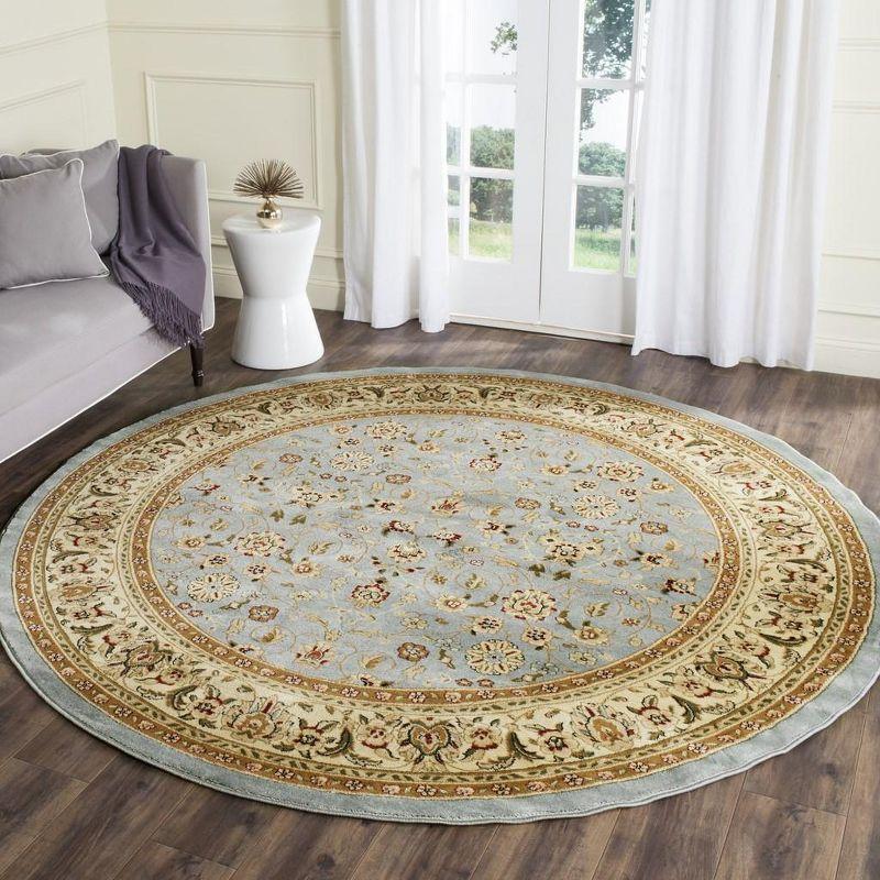 Lyndhurst LNH312 Power Loomed Area Rug - Light Blue/Ivory - 7' Round - Safavieh.