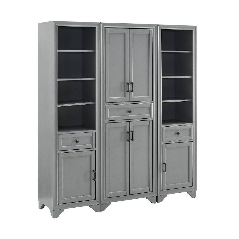 Distressed Gray 3-Piece Kitchen Pantry Set with Shelves