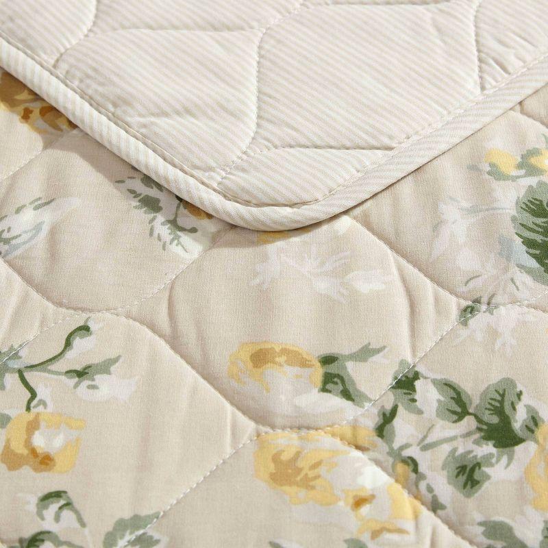Laura Ashley Laura Ashley Roses Cotton Reversible Gold Quilt Set