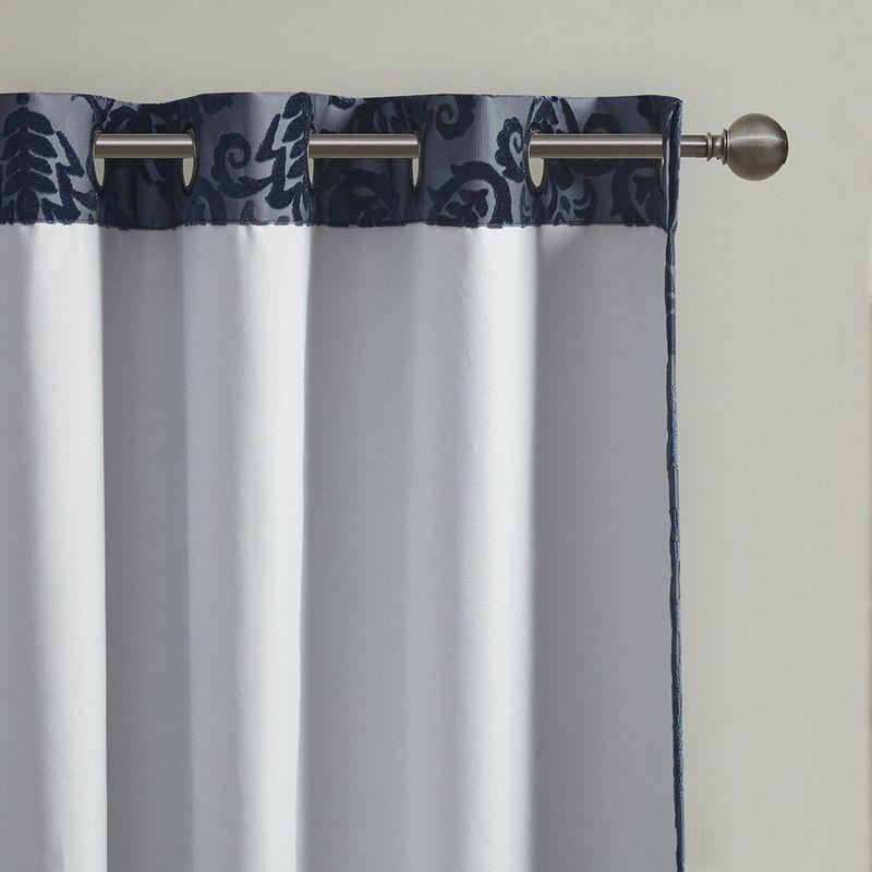 Madison Park Amelia Knitted Jacquard Paisley Total Blackout Grommet Top Single Curtain Panel